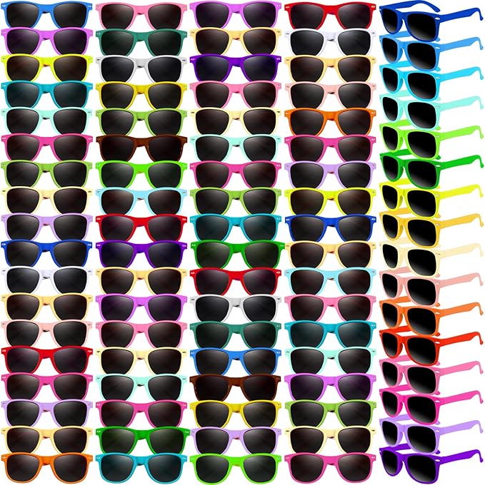 120 Pack Kids Neon Sunglasses Party Favors Bulk, 24 Colors Neon Party Sunglasses Colorful Novelty Sunglasses Cool Sun Glasses for Classroom Prize, Goody Bag Filler, Birthday Party Age 3-8