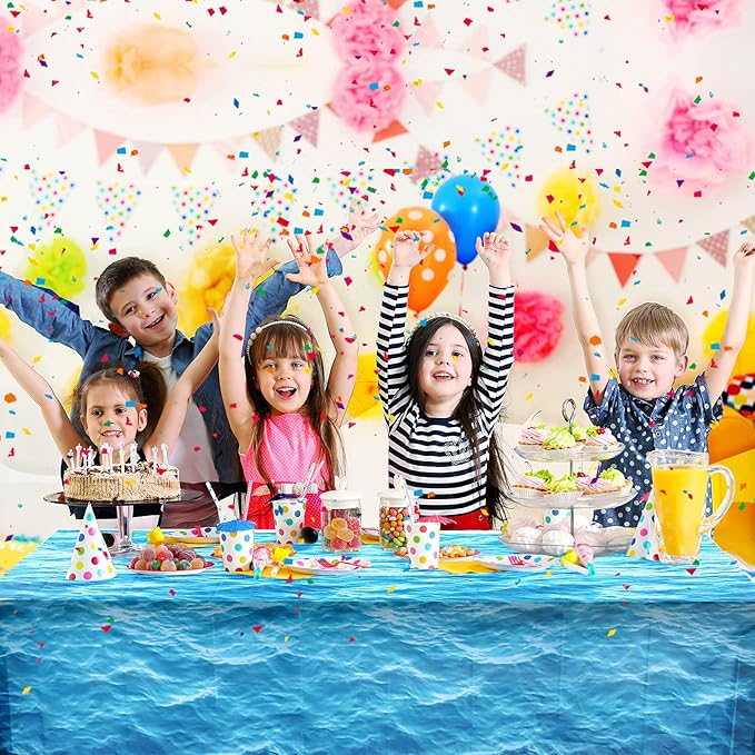 Irenare 3 Pieces Ocean Waves Plastic Tablecloth 54 x 108 Inch Ocean Table Cover Water Print Table Cover Sea Tablecloth Blue for Beach Pool Birthday Party Decoration Shower Supplies