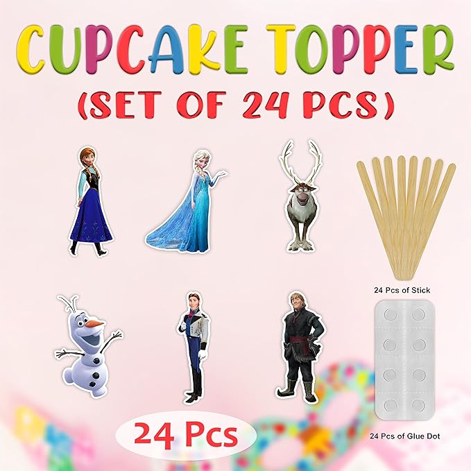 Frozn Cupcake Topper – Winter-Themed Decorative Party Picks for Birthday Cupcakes, Dessert Tables, Snow-Inspired Celebrations, Event Styling, Themed Parties, and Special Occasion Decorations