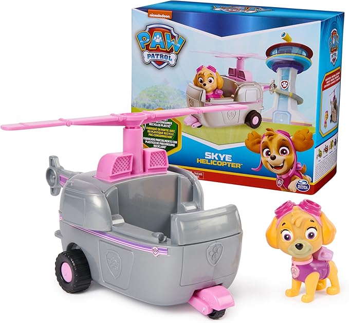 Paw Patrol, Skye’s Helicopter, Toy Vehicle with Collectible Action Figure, Sustainably Minded Kids Toys for Boys & Girls Ages 3 and Up