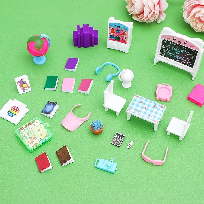 ONEST 46 Pieces Mini House School Supplies Mini School Accessories Miniature House Home Miniature Model DIY Accessories