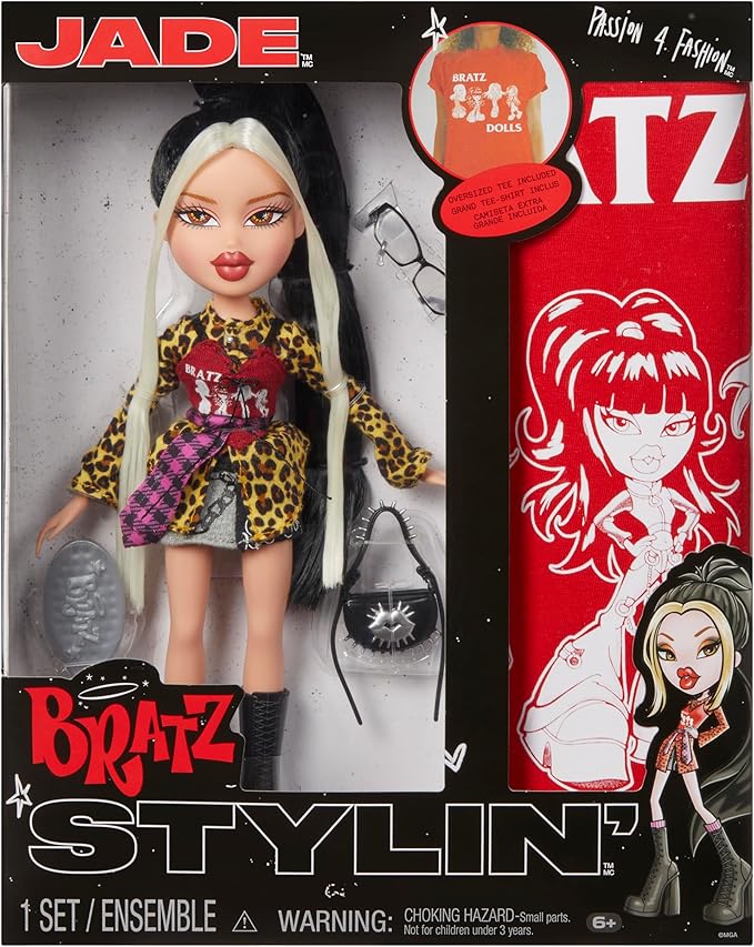 Bratz Stylin' Jade Fashion Doll with Customizable T-Shirt for You and Accessories