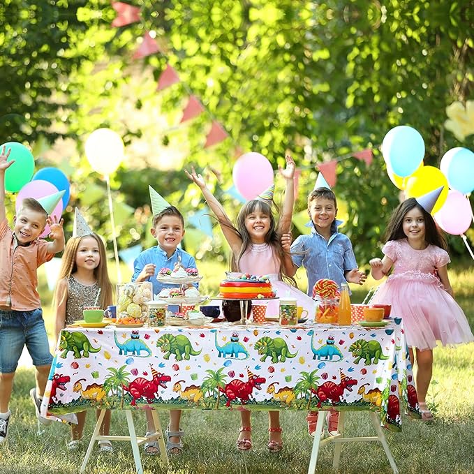 Tegeme 3 Pcs Dinosaur Plastic Tablecloth Dinosaur Party Table Cover 54 x 108 Inch Disposable Waterproof Dino Print Table Cloth for Birthday Party Supplies Picnic