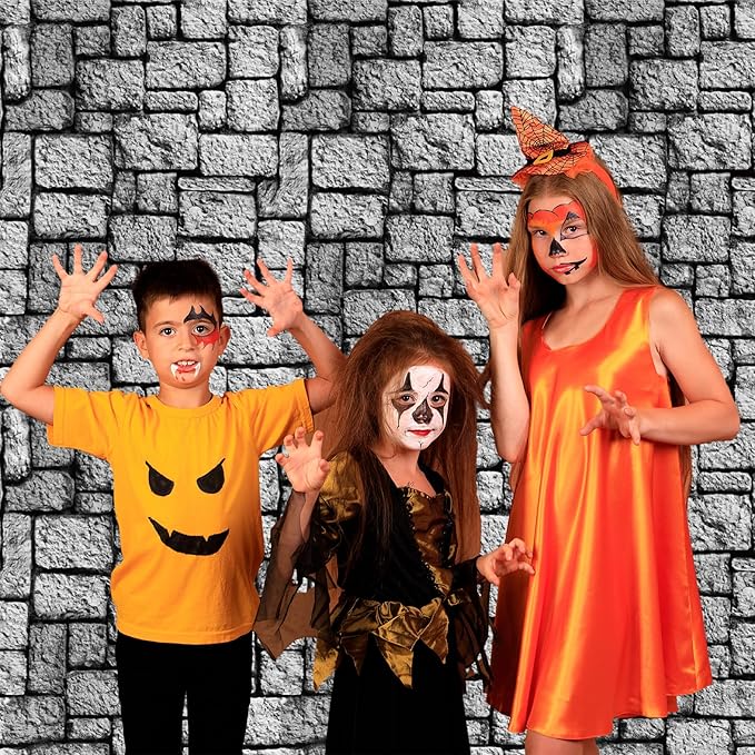 WNINK 2 Pack Stone Wall Tablecloths, Medieval Brick Stone Plastic Table Cover Decoration for Halloween Birthday Party Supplies Medieval Castle Knight Themed