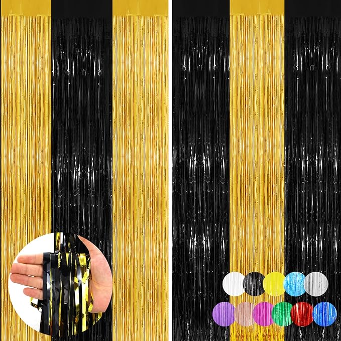 3.3x8.3Ft Foil Fringe Backdrop Curtains Tinsel Streamers Birthday Graduation Wedding Baby Shower Disco Party Door Anniversary Decor