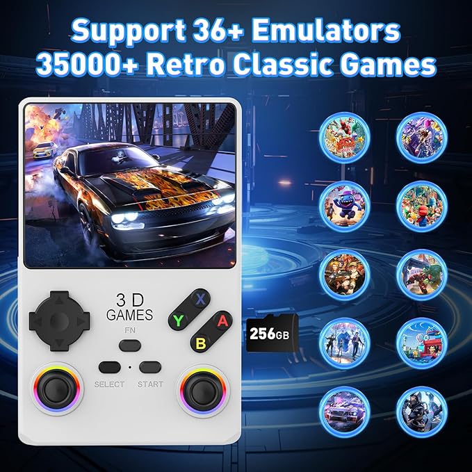 V40 PRO Upgraded Retro Handheld Game Console, Built in 35,000+Classic Games, 36+Simulators, Linux System, 3.5-inch 4K HD IPS Screen Video Player, 256GB TF Card, Portable Pocket Arcade Console (White)