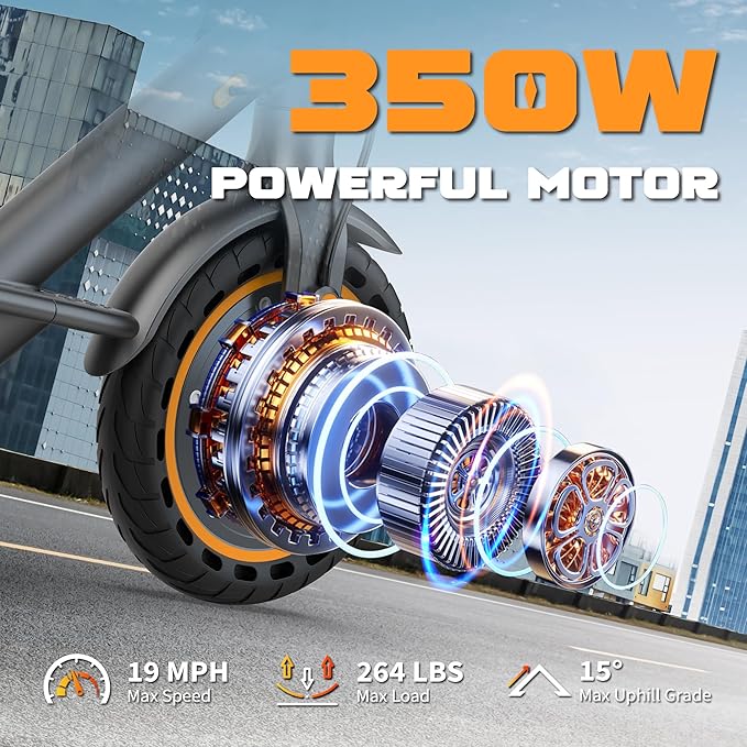 VOLPAM Electric Scooter, 350W/500W Powerful Motor, 8.5"/10" Solid Tires, 19/21Mph, 28/23/21/16 Miles Max Range, Dual Braking