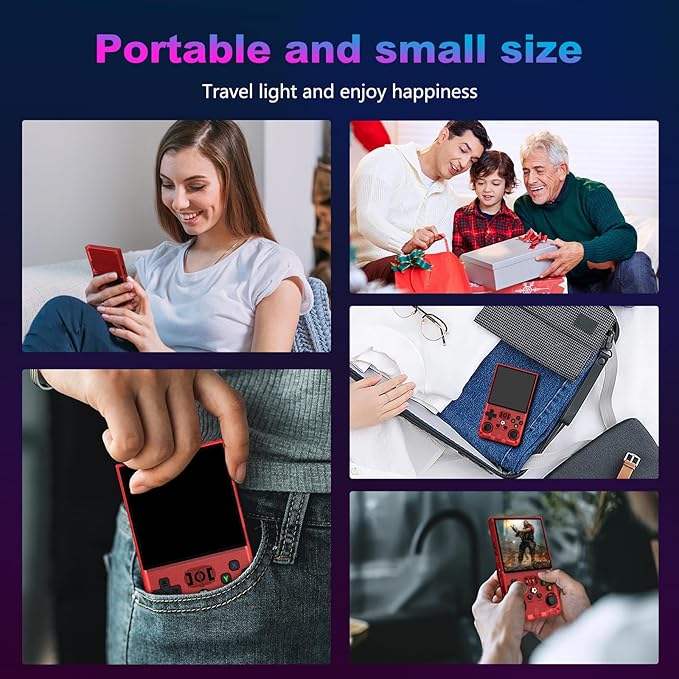 R36MAX Retro Handheld Game Console, 4.0 Inch 720x720 IPS Screen, 128GB Built-in 22000+ Classic Game, Portable Hand Held Open Source Linux System, 4000mAh Battery Retro Gaming Console(Red 128GB)