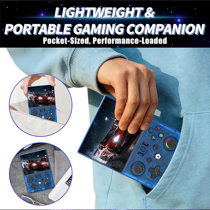 2026 NEW Upgrade R36MAXPRO Retro Handheld Game Console - 4.5 Inch Ultra-Large Screen, Support 18000+Classic Games, 64G TF Card, Linux System, 4000mAh Battery, Birthday Gift for Adult - Blue