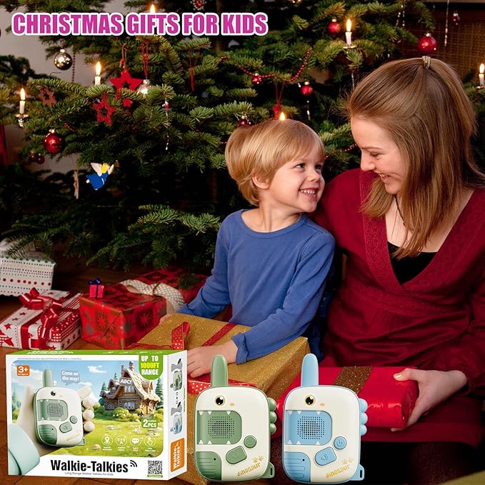 Kids Walkie Talkies Toys for Boys: Dinosaur Toys 2 Pack Birthday Gifts for 3-7 Year Old Boys and Girls, Camping Outdoor Games, Christmas Easter Gifts