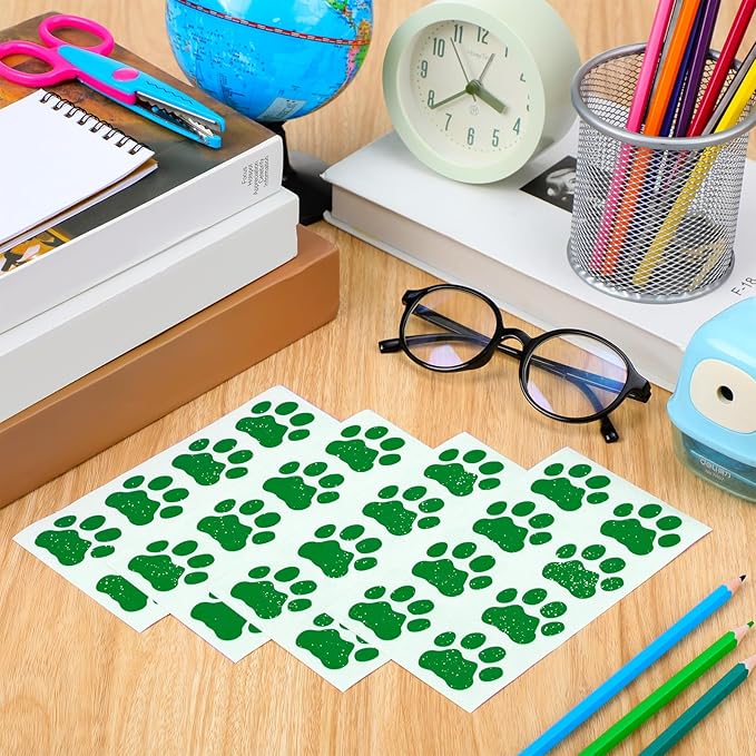 120 Pairs Green Eye Black Bulk Tiger Paw Football Stickers Sport Glitter Eyeblack Sticker Team Spirit Accessories for University College Game Day Sports Fans Themed Party Supplies