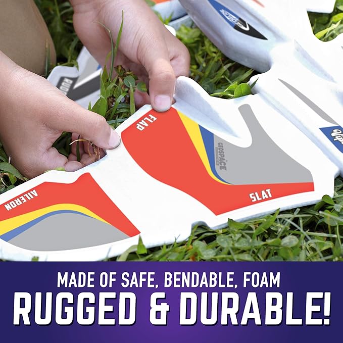 Geospace Foam GEOGLIDE Dueling Duo Fighters Flying Glider Set - Comes with 2 Fighter Style Airplanes, Hand Held Launchers & Multiple Wing Combo Pieces for Outdoor Play for Kids & Adults