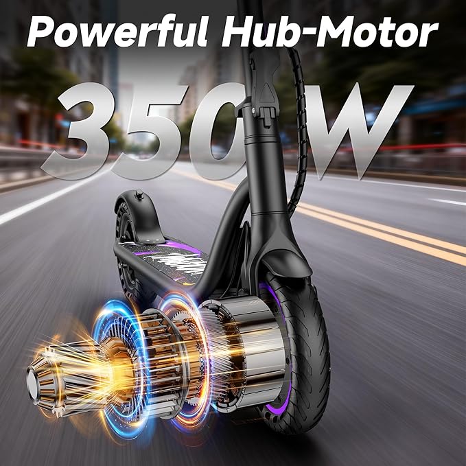 VOLPAM Electric Scooter, 350W/500W Powerful Motor, 8.5"/10" Solid Tires, 19/21Mph, 28/23/21/16 Miles Max Range, Dual Braking