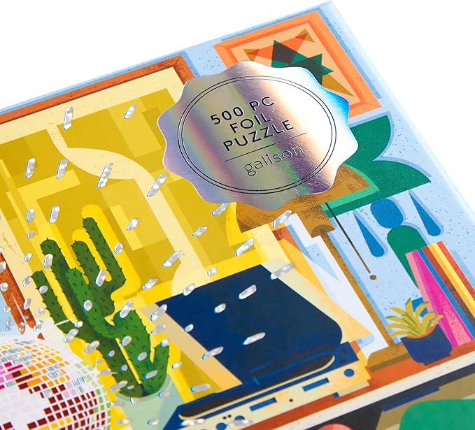 Galison Disco Life – 500 Piece Foil Jigsaw Puzzle Featuring Beautiful Artwork of Disco Ball Inspired Still Life