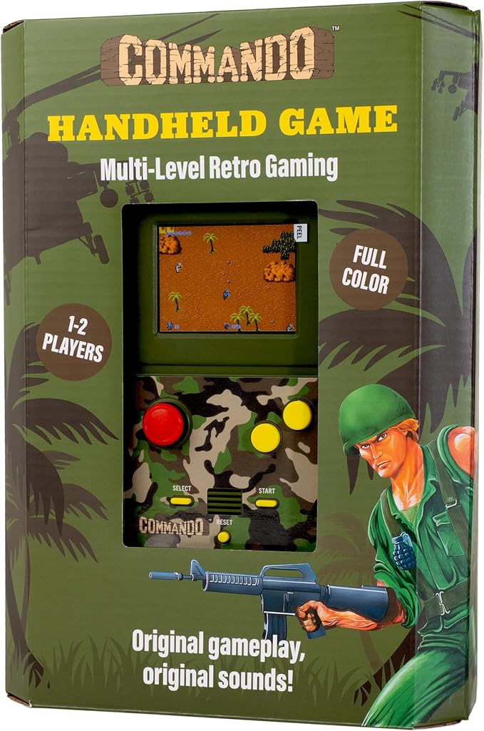 Commando Handheld Retro Game. Full Color 2.5" Screen. Original Gameplay & Sounds.