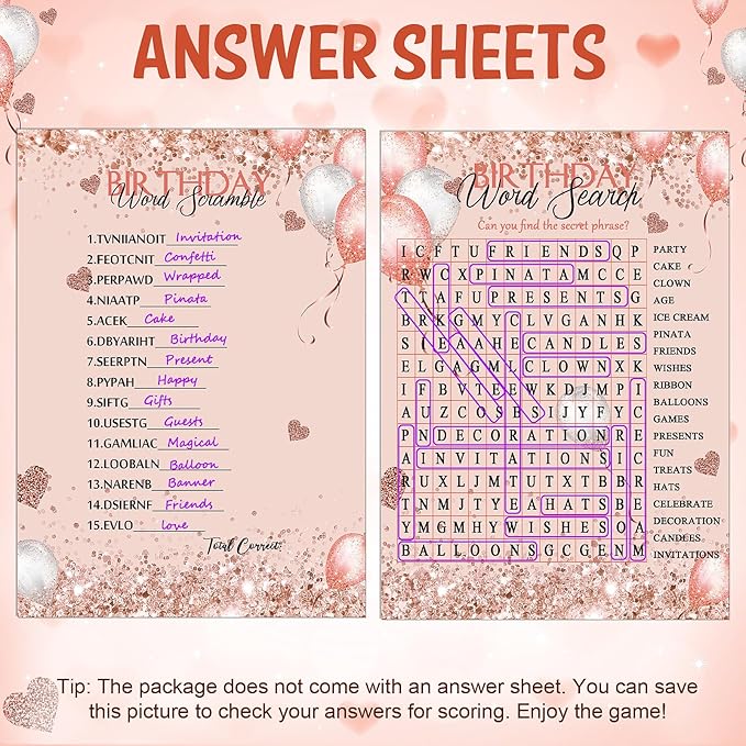 Fumete 100 Pcs Who Knows The Birthday Girl Best Cards with 20 Pre Pointed Pencils Set for 20 Guests, Girls Birthday Night Game Ideas, Girls Her Sleepover Party Supplies, 4 Activities(Balloon)