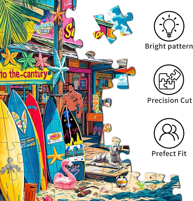 Jigsaw Puzzles for Adults 1000 Pieces, Interlock Perfectly Letter on Back No Dust, Home Decor Birthday Party Gift Toy for Men Women Elders Seniors, 1:1 Poster-Coast Grocery