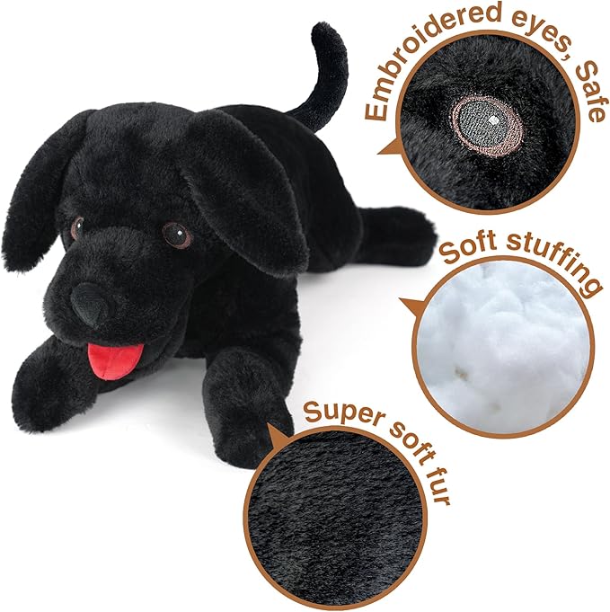 LotFancy Dog Stuffed Animal, 21 inch Black Lab Plush Dog, Realistic Stuffed Puppy Plush Toy for Kids