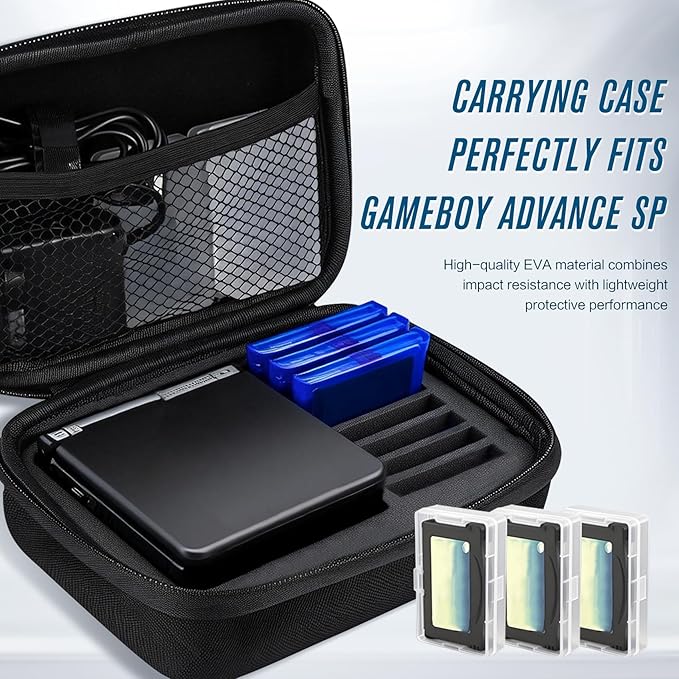 Carrying Case for Gameboy Advance SP,Game Case Holder for GBA SP Accessories,Durable Portable Storage Bag for GBA SP Accommodates 1 Charger,7 Game Cartridge Slots and 3 Cartridge Cases Simultaneously