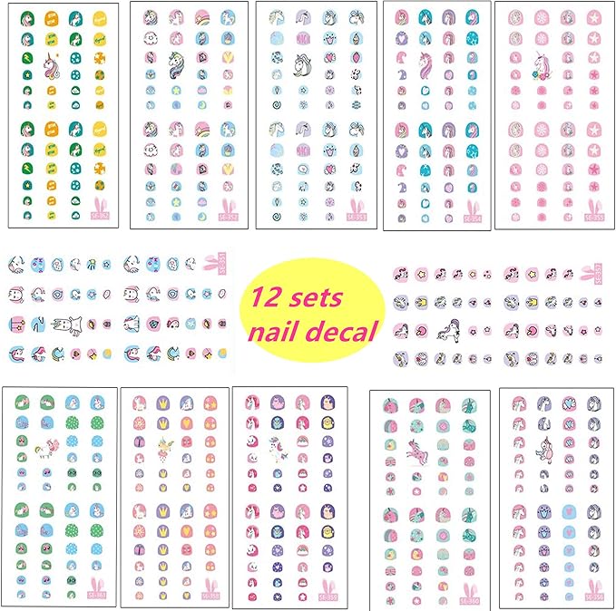 Spa Party Favors for Girls Multiple Spa Party Supplies (12 Tote Bags, 12 MINI Emery Boards,12 Colored Hair Clip Braids, 24 Toe Separators, 12 Body Jewels, 12 Unicorn Nail Decal Sets) with 1 or More