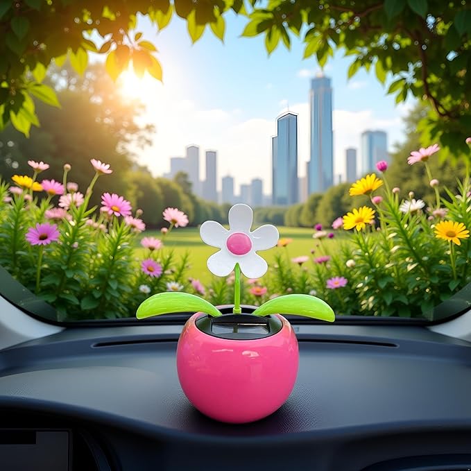 Rose Red Solar Dancing Flower Car Dashboard Decorations - Funny Solar Powered Dancing Flower Pot Flower Swinging Toy for Car Decor Funny Gifts for Friends Solar Power Kits Learning and Education