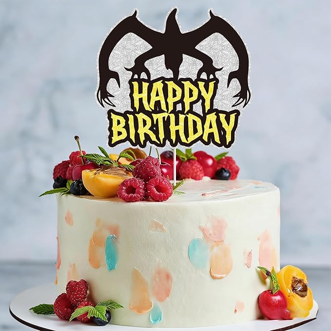 Stranger Birthday Cake Topper Black Glitter Cake Topper Stranger Themed Things Birthday Decorations for Birthday Party Supplies
