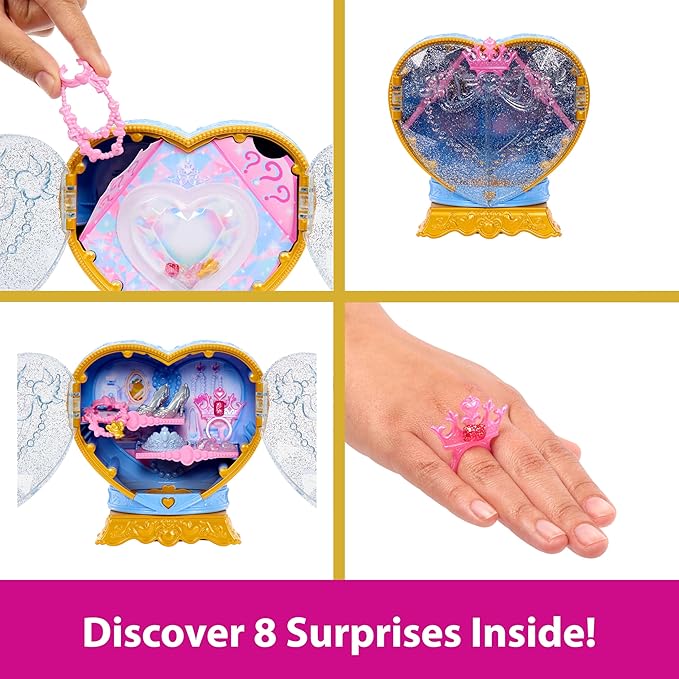 Mattel Disney Princess Cinderella Fashion Doll & Accessories with 8 Surprises, Including Heart Gem Box, Ring for Child & 9 Pieces, Inspired by Movie