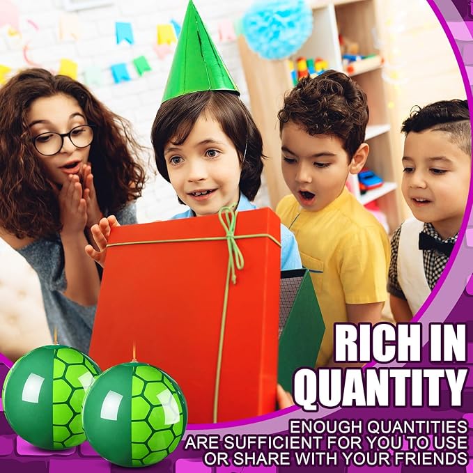 12 Pcs Turtle Party Favors Punching Balloons for Kids Green PVC Inflatable Punch Balloon Goodie Bags Stuffers Turtle Cartoon Birthday Party Supplies Decorations