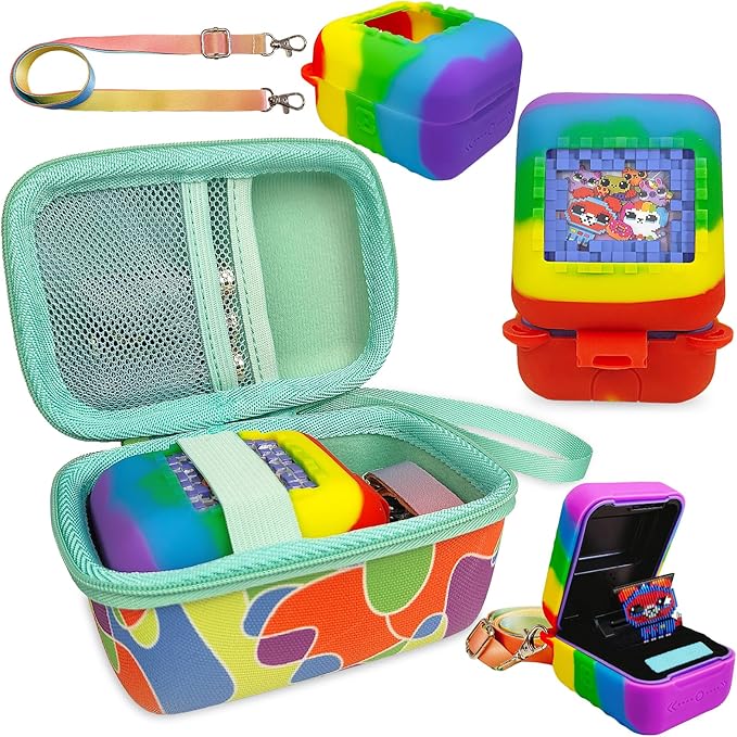JCHPINE Hard Carrying Case and Silicone Cover for Bitzee Interactive Toy Digital Pet, Accessories Case for Bitzee Virtual Electronic Pets Original 15 Animals (Multicolor)
