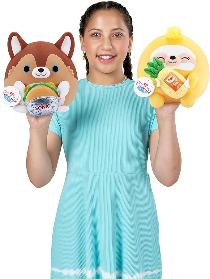 Snackles Series 2 Puppy & Sonic Burger 8 Inch Plush by ZURU, Ultra Soft Plush, Collectible Plush with Real Licensed Brands, Stuffed Animal, Giftable