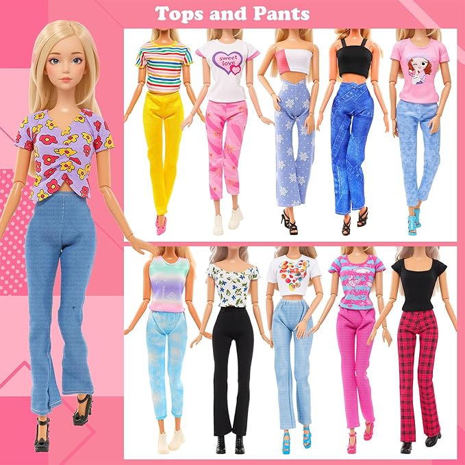 BARWA 116 Pack Doll Clothes and Accessories 5 Wedding Gown Dresses 9 Fashion Dresses Slip Dress 3 Tops 3 Pants 2 Swimsuits Bikini 16 Shoes 15 Hangers and 63 Accessories for 11.5 inch Doll