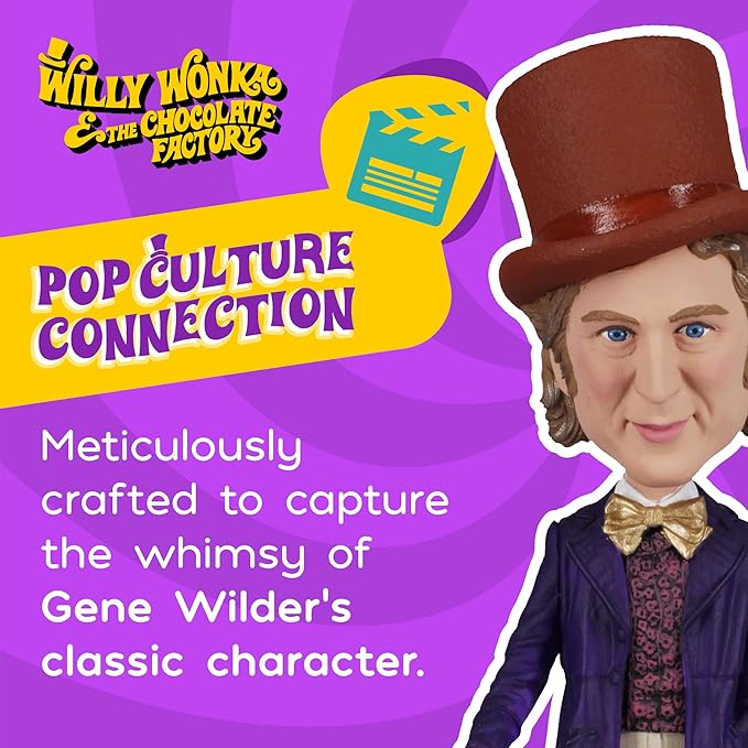 Royal Bobbles Willy Wonka & The Chocolate Factory – 8.9 Inches Tall – Collectible Bobblehead Statue