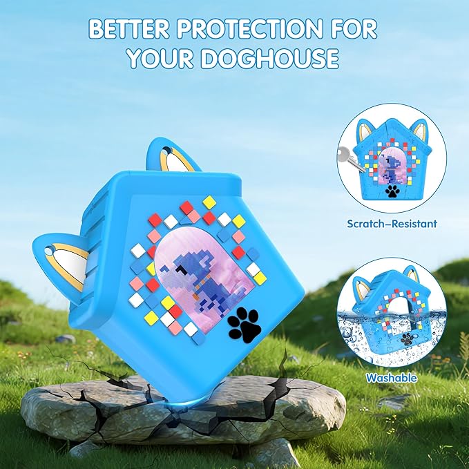 Silicone Case for Bitzee Doghouse Interactive Digital Pet, Shockproof Protective Cover for Doghouse Bitzee Virtual Electronic Pets Accessories with Lanyard (Blue)