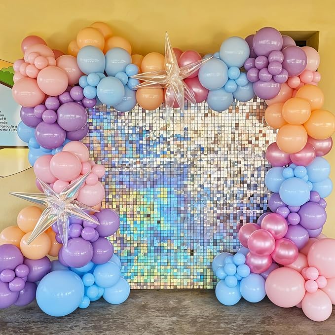 Pink Purple Blue Balloons,Pastel Balloon,Iridescent Pearl Pink Blue Purple Latex Balloons for Girls Mermaid Snowflake Princess Birthday Baby Shower Party Decorations