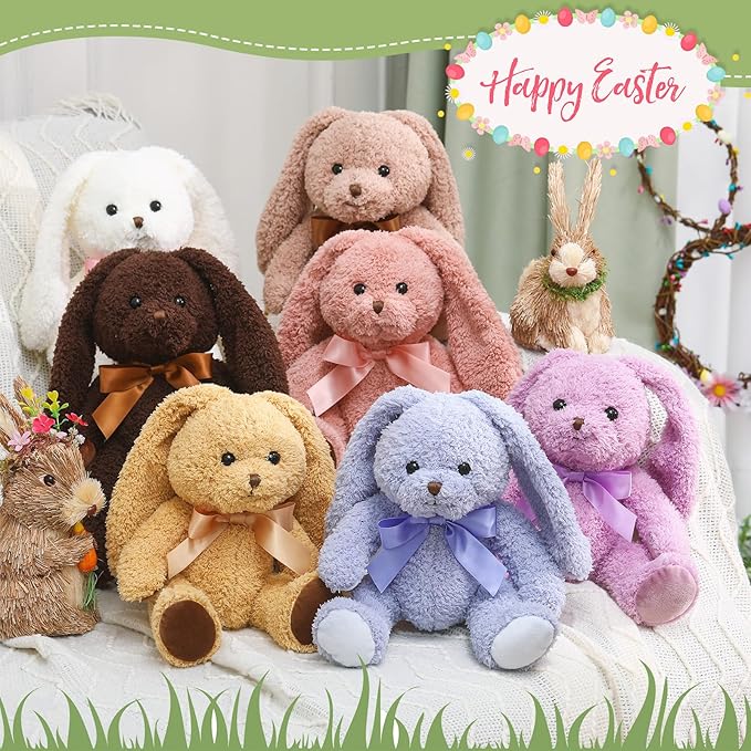 Civaner 7 Pcs Stuffed Animals Bulk 12.5 Inch Cute Soft Animal Plush Toys for Kids Birthday Gifts Baby Shower Party Decorations(Bright Color,Bunny)