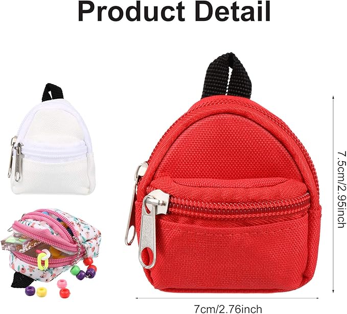 Skylety 10 Pcs Doll Backpacks Mini Doll Zipper Backpacks Girl Cute Dollhouse Accessory for Daily Supplies