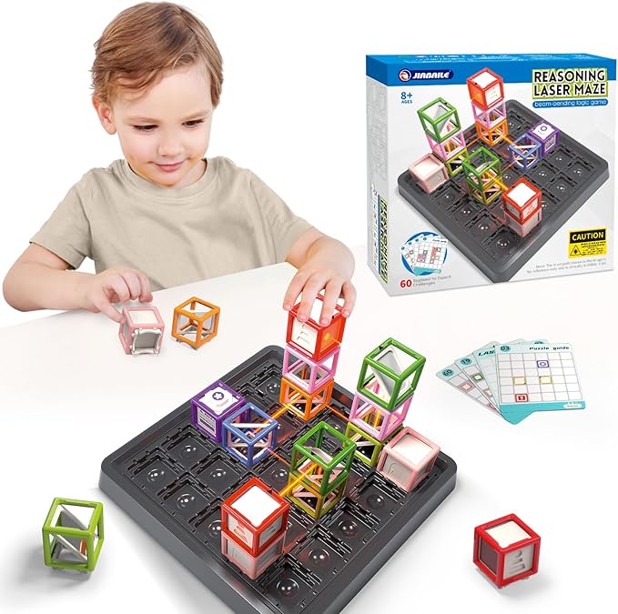 Laser Reasoning Game Set, STEM Toys for Ages 8-13, 60 Level Board Challenges Games for Kids 8-13, Learning Education Puzzle Toys for Space & Logic, Boys and Girls Christmas/Easter/Birthday Gift