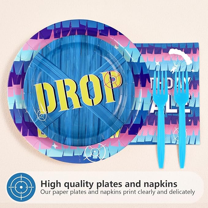 96Pcs 11th Video Game Birthday Party Supplies Happy 11th Game Theme Plates and Napkins Disposable Blue Drop Tableware Set for 11 Year Old Kids Boys Birthday Decorations Serves 24