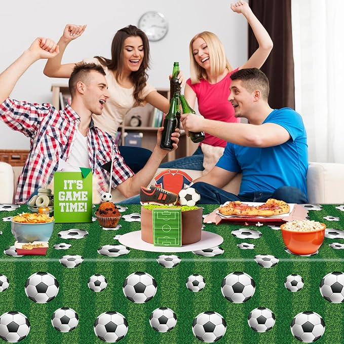 6 Pack Soccer Party Tablecloth Sports Tablecloth Sport Rectangular Plastic Table Cloth Sports Theme Party Table Covers Soccer Birthday Decorations Boys Sport Theme Birthday Supplies 86 x 51 Inch