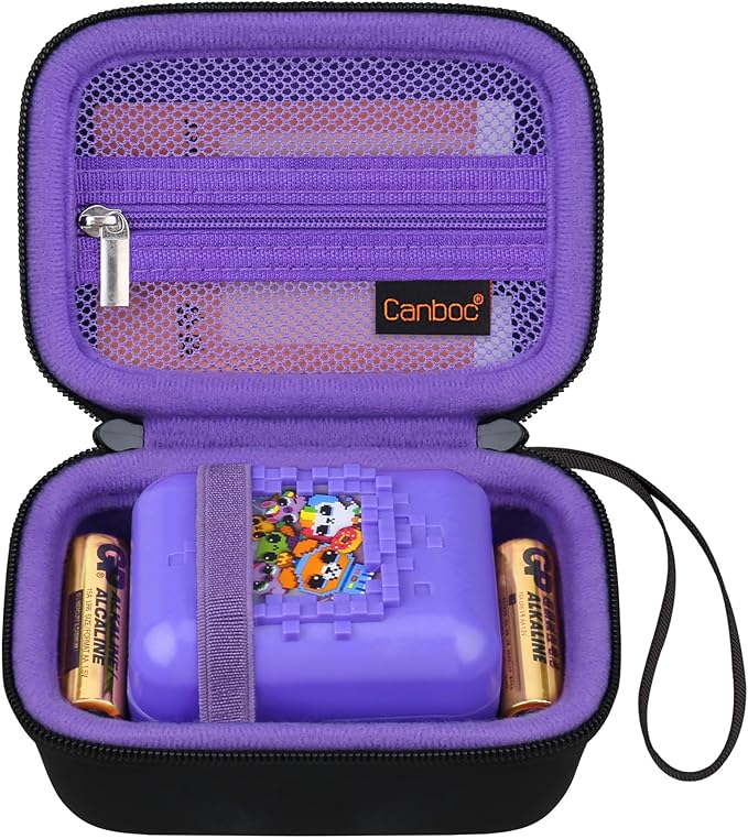 Canboc Hard Carrying Case for Bitzee/Bitzee Disney/Bitzee Magicals Interactive Toy Digital Pet, Virtual Electronic Pets Kids Toys Storage Bag, Black+Purple (Case Only)