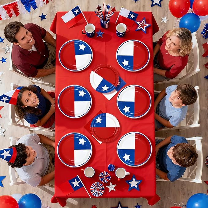 96Pcs Chile Flag Party Supplies Chilean Flag Plates and Napkins National Country Decoration Chile Themed Tableware Set for Chilean Patriotic Country Festival Party Supplies，Serves 24