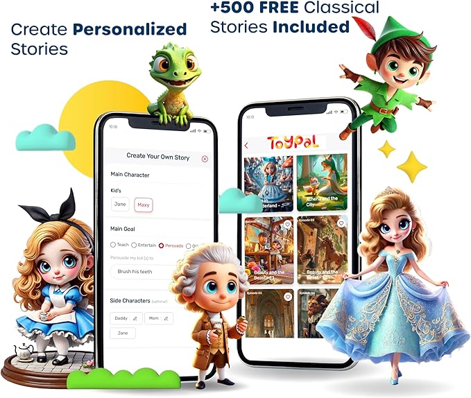 ToyPal – AI Storytelling & Music Player for Kids | Bluetooth Soft Toy Attachment | 500+ Free Personalized Audio Stories | Portable, Screen-Free Speaker | Kids Bedtime & Learning Companion