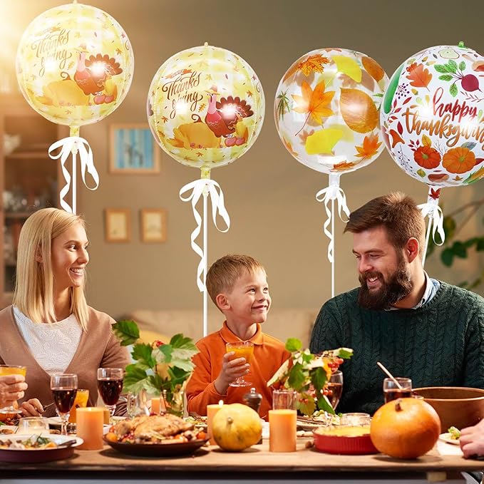 KALOR 22 Inch Thanksgiving Fall Maple Leaf Turkey Balloons, 9 Pcs Orange Large 4D Autumn Foil Balloon for Thanksgiving Party Decorations Supplies