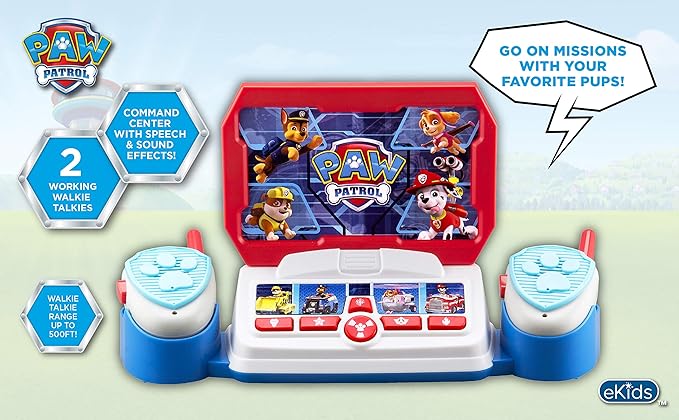 Paw Patrol Toy Walkie Talkie Command Center with Kid Friendly Two Way Radios, Built-in Speech & Sound Effects, Paw Patrol Toys for Kids