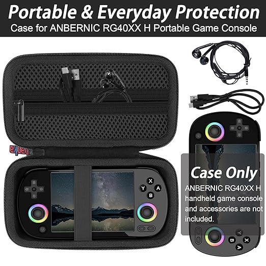 khanka Hard Travel Case Replacement for RG40XX H Retro Handheld Game Console,Case Only. (Black)