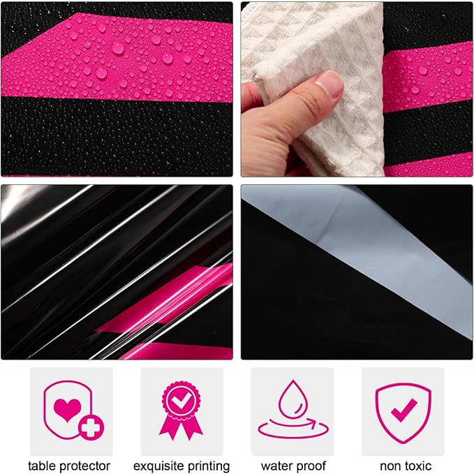 Buryeah 3 Pcs Zebra Tablecloth Zebra Print Plastic Tablecloth Animal Safari Table Cover 54 x 108'' for Baby Shower Wedding Birthday Party Decorations Supplies (Hot Pink, Black)