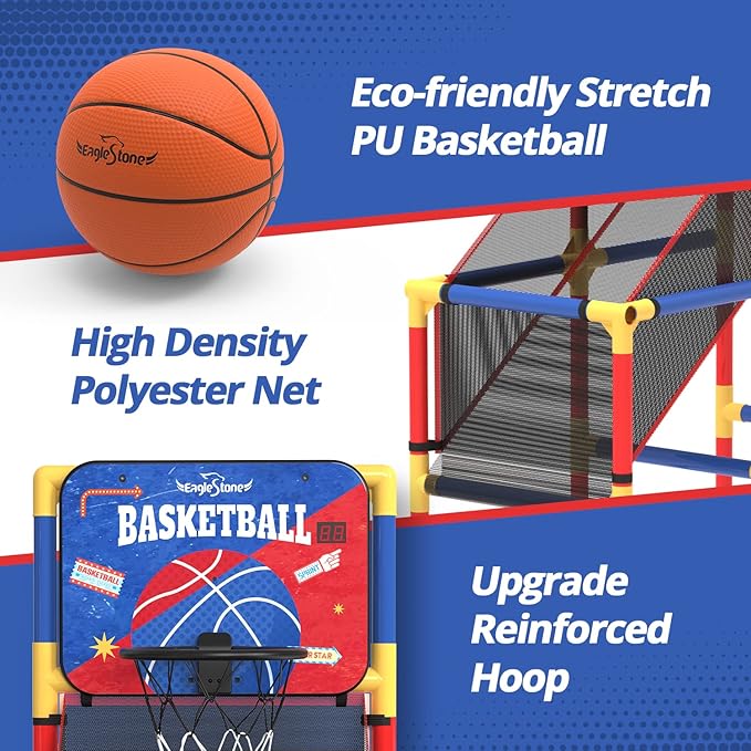EagleStone Kids Arcade Basketball Game with Electronic Scoreboard and Cheer Sounds, Indoor Outdoor Basketball Hoop with 4 Balls, Game Toy Gift for Ages 3-12 Boys and Girls