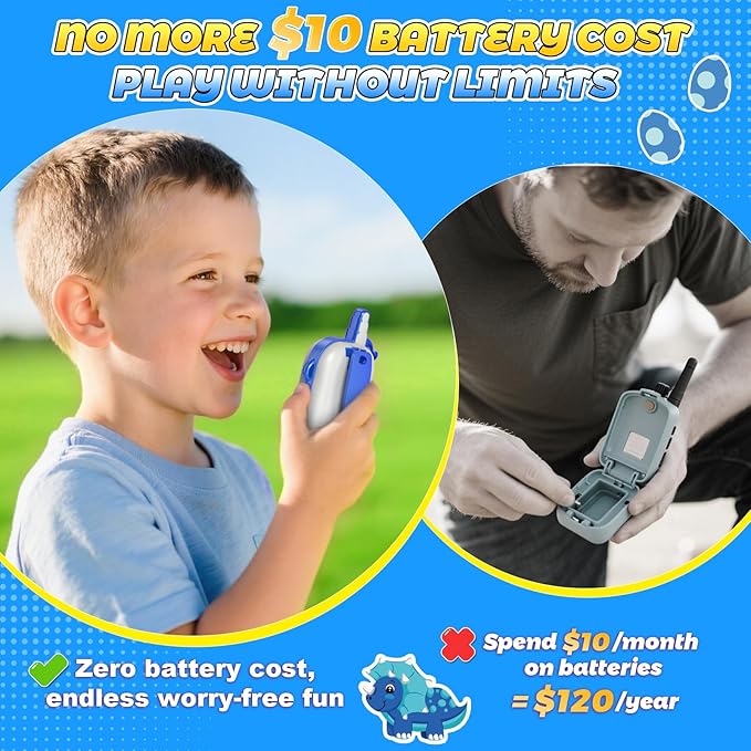 Rechargeable Walkie Talkies Toys for Kids: Dinosaur Toys Walkie Talkies for Kids 2 Pack Easter Birthday Gifts for 3 4 5 6 7 Year Old Girls Unicorn Toy Age 4-5 6-8 Years Old Basket Stuffers