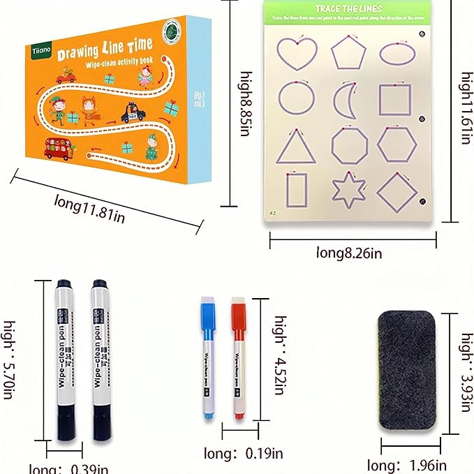 Tiiano Preschool Learning Activities for 2 Year Olds Toddler with 4 Dry Erase Markers for Preschool Classroom Montessori for 2 3 4 Years Kindergarten Workbooks