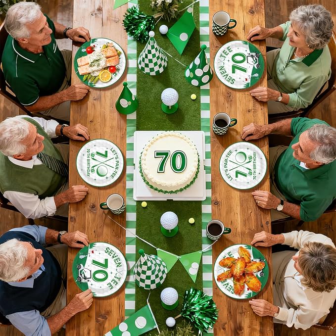 96Pcs Golf 70th Party Decorations for Men Golf 70th Birthday Paper Plates and Napkins Sets Sports Theme Decoration for Golfer Fans Seventy 70 Years Old Party Supplies Serve 24